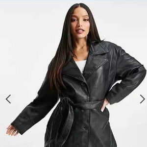 ASOS DESIGN 90s mum leather jacket Tall